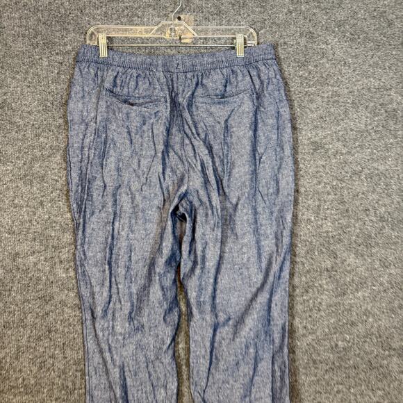Old Navy Pants Womens Medium Blue Linen Blend Cropped Stretch Waist Boho - Picture 9 of 12